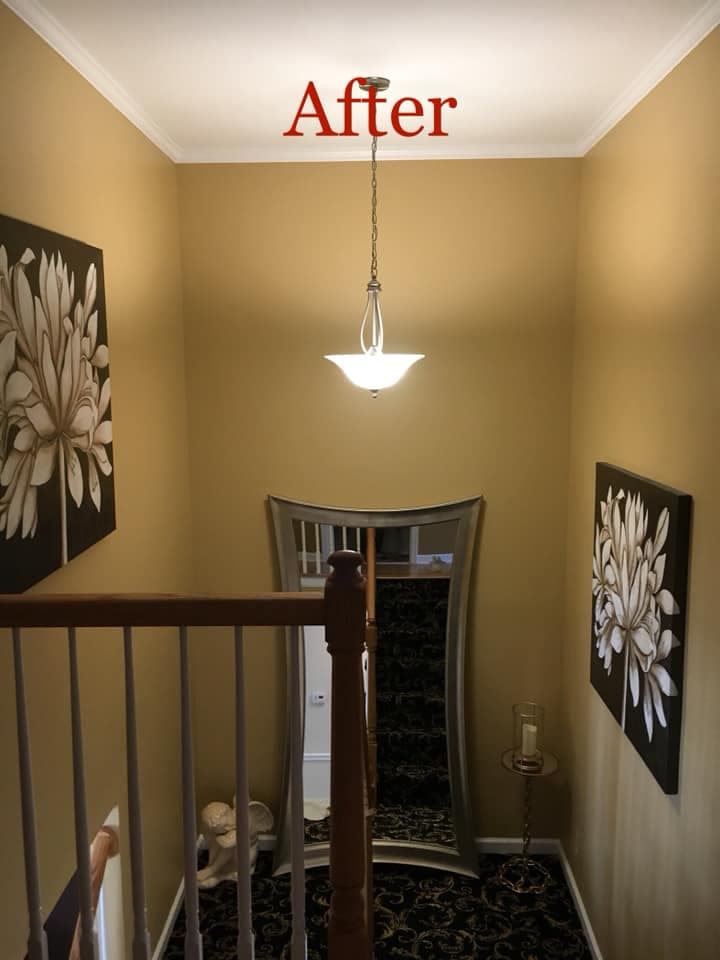 Stair Hall Repaint With Clean Contrast after
