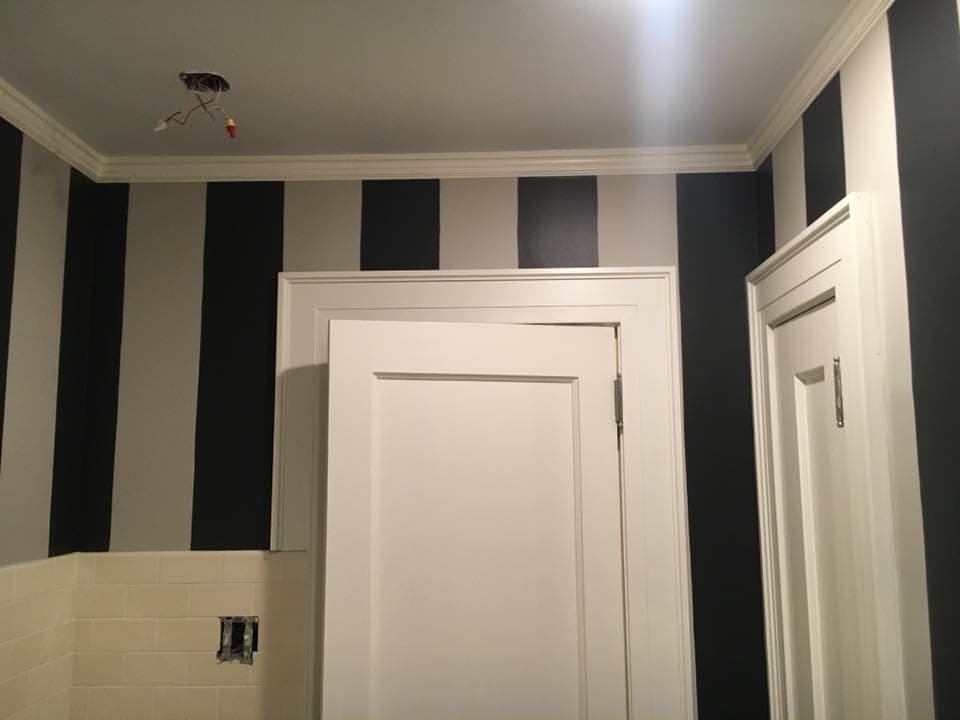 Bold Stripe Accent Wall after